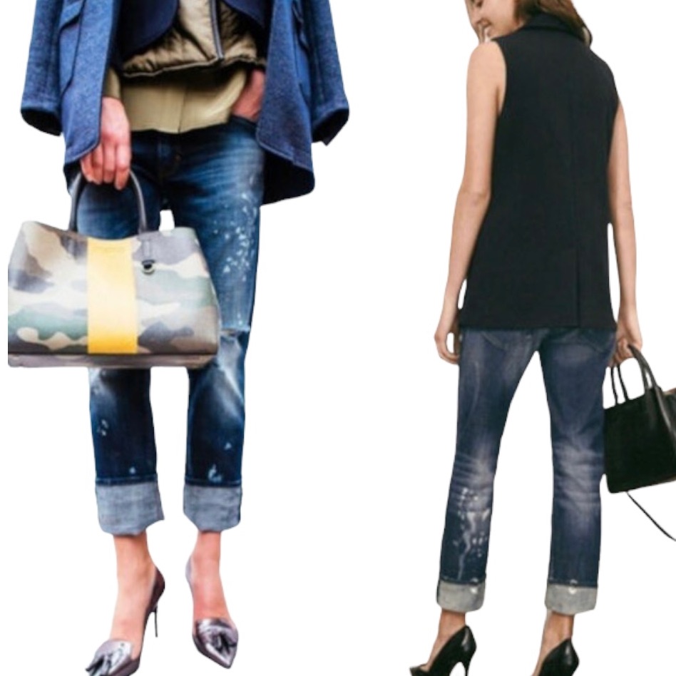 Banana Republic Blue Distressed Bleach Splash Boyfriend Jeans Size 26